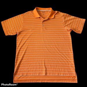 Adidas Men's Golf Polo Shirt Size Medium Climalite Orange White Stripe